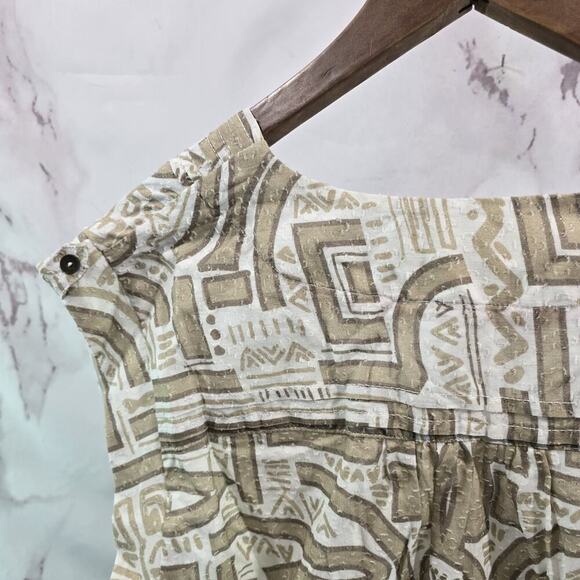 Anthropologie Top Womens Large Beige White Tank Crop Tie V Cream Tan Faux Wrap - Picture 7 of 12